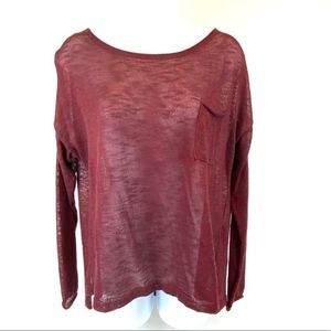 Divided H & M sheer burgundy knit top - M